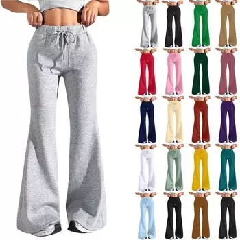 Женские модные свободные брюки-карго с завязками на талии, однотонные, расклешенные L розовый