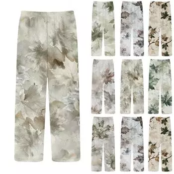 Женские модные свободные брюки с забавным принтом в стиле casual спортивные брюки повседневные брюки L бежевый