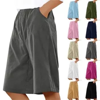 Женские модные свободные однотонные хлопковые повседневные брюки с карманами L армия зеленый