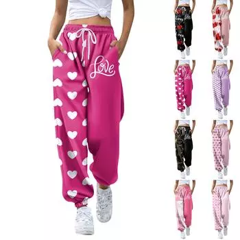 Женские модные свободные однотонные повседневные спортивные брюки на День святого Валентина с завязками на талии XL киноварь