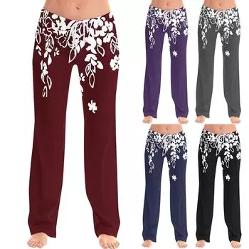 Женские модные свободные повседневные брюки с цветочным принтом M