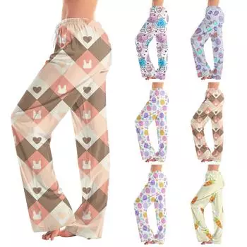 Женские модные свободные повседневные брюки с пасхальным принтом XXXL
