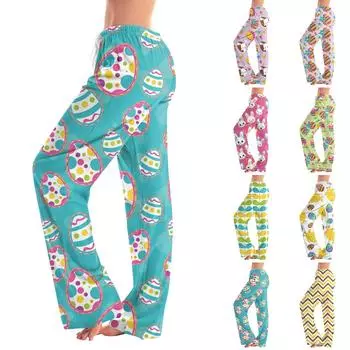 Женские модные свободные повседневные брюки с пасхальным принтом L
