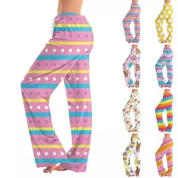 Женские модные свободные повседневные брюки с пасхальным принтом L