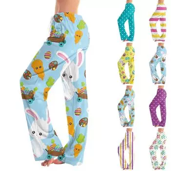 Женские модные свободные повседневные брюки с пасхальным принтом L