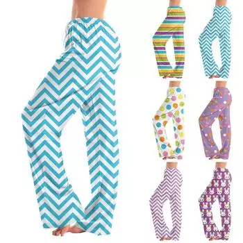 Женские модные свободные повседневные брюки с пасхальным принтом XXXL бежевый