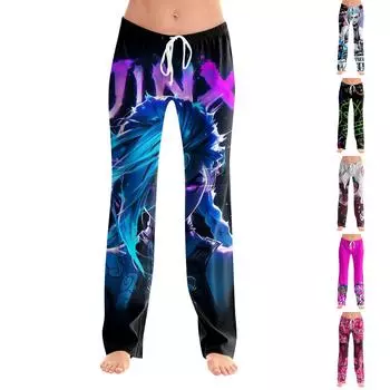 Женские модные свободные повседневные брюки с принтом ко Дню святого Валентина L чёрный