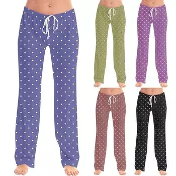 Женские модные свободные повседневные брюки с принтом в горошек XXL фиолетовый