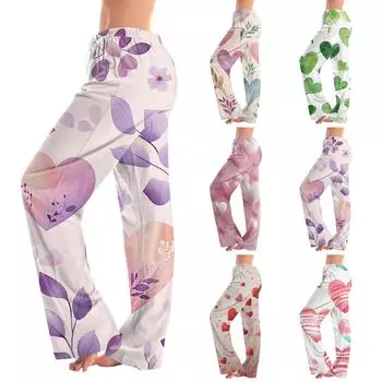 Женские модные свободные повседневные брюки с принтом ко Дню святого Валентина S розовый