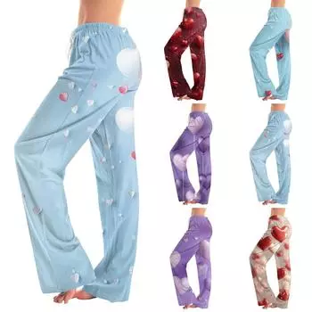 Женские модные свободные повседневные брюки с принтом ко Дню святого Валентина L