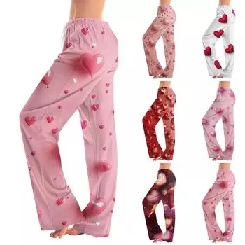 Женские модные свободные повседневные брюки с принтом ко Дню святого Валентина XXL