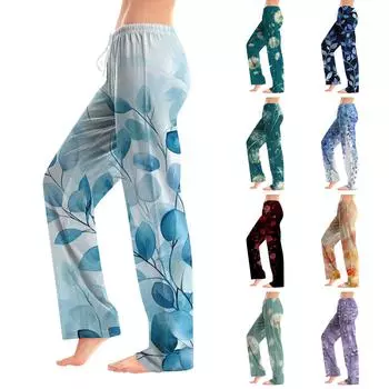 Женские модные свободные повседневные брюки с принтом банта XXXL жёлтый