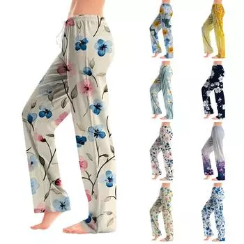 Женские модные свободные повседневные брюки с принтом банта XXXL бежевый