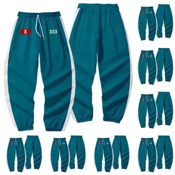 Женские модные свободные повседневные брюки с принтом и завязками XXXL циан