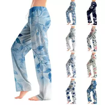 Женские модные свободные повседневные брюки с принтом банта L бежевый