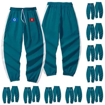 Женские модные свободные повседневные брюки с принтом и завязками XXL циан