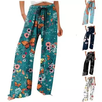 Женские модные свободные повседневные брюки с высокой талией и принтом, повседневные брюки L белый
