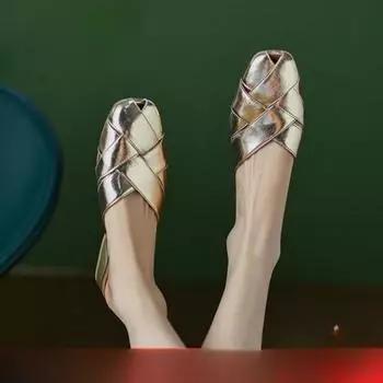 Женские модные тапочки Baotou, летние, новые, квадратные, с открытым носком, с мягкой подошвой, нескользящие, сандалии на среднем каблуке 34 золотой