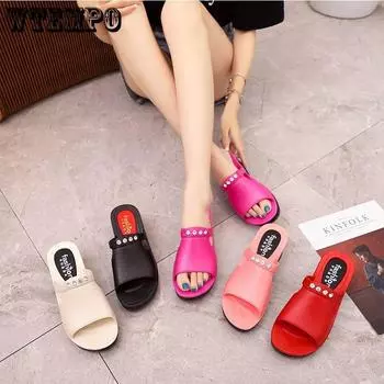 Женские модные тапочки на толстом каблуке с мягкой подошвой, простые элегантные домашние сандалии 36 чёрный