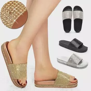 Женские модные тапочки со стразами на толстой подошве 2023 года – стильные повседневные шлепанцы для активного отдыха 39