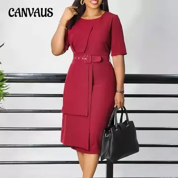 Женские модные темпераментные однотонные профессиональные платья с короткими рукавами больших размеров S жёлтый