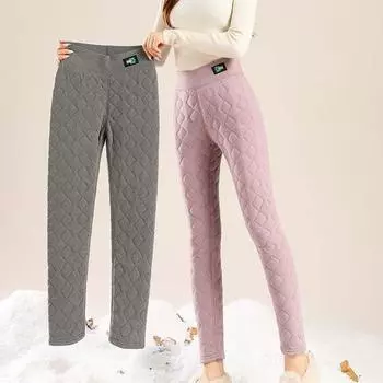 Женские модные теплые шерстяные леггинсы осень-зима утолщенные облегающие длинные брюки с высокой талией плюс бархатные леггинсы L чёрный