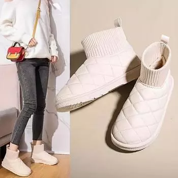 Женские модные теплые толстые зимние ботинки, удобная нескользящая повседневная обувь для отдыха на открытом воздухе 36 чёрный