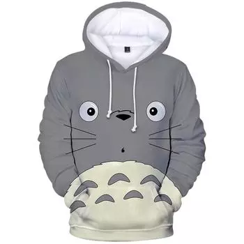 Мужские хиты продаж, модные толстовки с капюшоном, 3D-принт с изображением Тоторо, пуловер для отдыха на осень, модная уличная одежда, высококачественные толстовки 3XL
