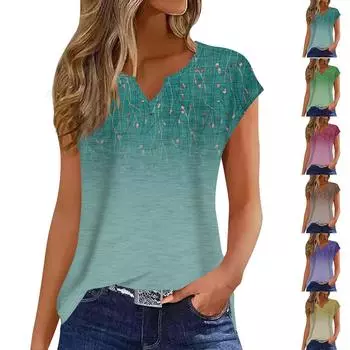 Женские модные топы с короткими рукавами, рубашки, повседневные летние топы-туники с v-образным вырезом, свободные футболки, однотонные топы L зелёный