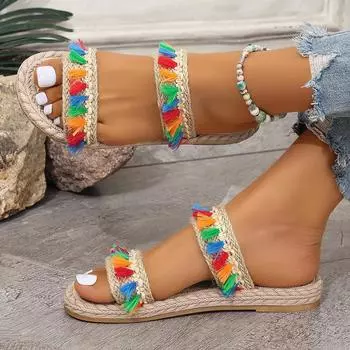 Женские модные трендовые красочные противоскользящие и износостойкие тапочки с мягкой подошвой и узором «елочка» на плоском каблуке 36