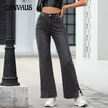 Женские модные трендовые узкие свободные джинсы с высокой талией XS чёрный