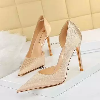 Женские модные туфли Bigtree на очень высоком каблуке-шпильке 10,5 см с вырезом по бокам