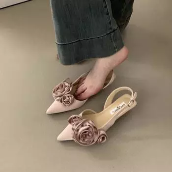 Женские модные туфли-лодочки с острым носком и цветочным принтом, женская обувь на каблуке, роскошная женская обувь на высоком каблуке, женские шлепанцы 35 абрикосовый