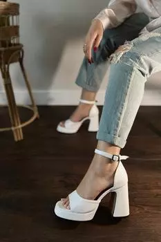 Женские модные туфли на каблуках, матовая кожаная обувь на платформе с одним ремешком, туфли на высоком толстом каблуке с открытым носком и открытым носком
