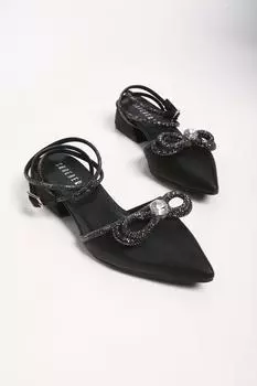 Женские модные туфли на каблуке, черные атласные туфли на каблуке с камнями