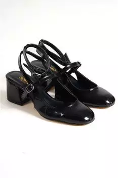 Женские модные туфли на каблуке, черные лакированные кожаные туфли на высоком толстом каблуке 5 см с широким носком, высокие каблуки