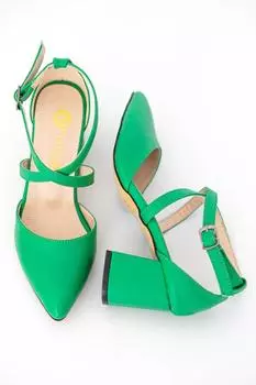 Женские модные туфли на каблуке, классические туфли на высоком толстом каблуке зеленого цвета на высоком толстом каблуке 7 см