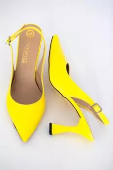 Женские модные туфли на каблуке, желтые классические туфли из лакированной кожи с острым носком на высоком каблуке 9 см и открытой спиной