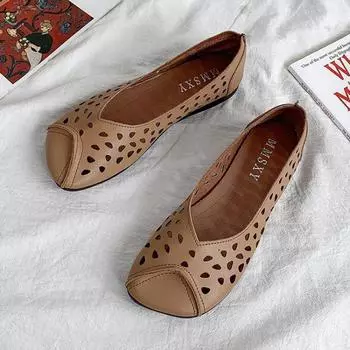 Женские модные туфли на квадратном каблуке, осенние, новые, квадратная головка, неглубокая, полая, дышащая, мягкая подошва, нескользящая, с низким верхом 35 чёрный