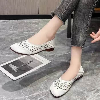 Женские модные туфли на плоской подошве, осенние, новые, с круглым носком, с неглубокой полостью, дышащие, с мягкой подошвой, противоскользящие, износостойкие, одинарные туфли 35 белый