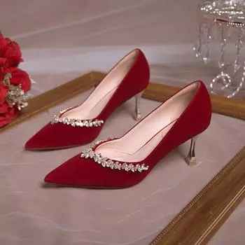 Женские модные туфли на тонком каблуке, осенние, новые, остроносые, с неглубоким носком, Rhinodrill, свадебные туфли на высоком каблуке без застежек 34