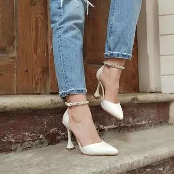 Женские модные туфли с жемчугом и атласной лодыжкой высотой 11 см с манжетами цвета шампанского на каблуке