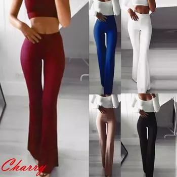 Женские брюки клёш S хаки