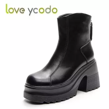 Женские модные удобные ботинки на высоком каблуке, женские удобные водонепроницаемые ботильоны на платформе с увеличенной высотой 40 чёрный