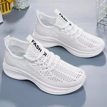 Женские модные удобные тканевые вязаные кроссовки на плоской подошве, женская обувь, обувь для вождения 41 бежевый