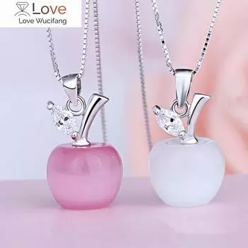 Женские модные украшения, симпатичная подвеска в форме яблока с опалами, ожерелье с цепочкой на ключицу, подарки для влюбленных NL0159 45cm розовый