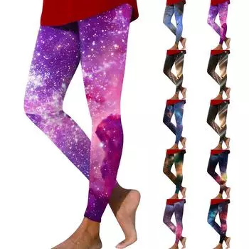 Женские модные уличные штаны Astral Printed Slim Fit Stretch Yoga Casual L чёрный