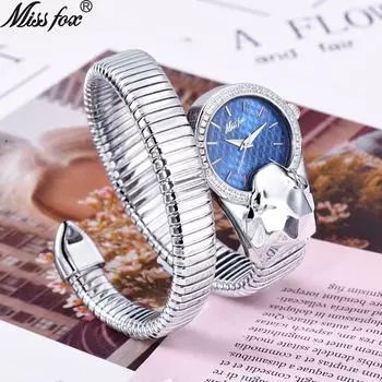 Женские модные уникальные часы с браслетом-змеевиком, инкрустированные бриллиантами, женские водонепроницаемые кварцевые часы с инкрустированным бриллиантами на циферблате зелёный/золотой