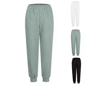 Женские модные универсальные однотонные эластичные свободные повседневные спортивные штаны с завязками L чёрный