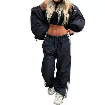 Женские модные универсальные прямые брюки с драпировкой и свободные широкие брюки S чёрный